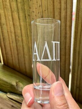Alpha Delta Pi Sorority Clear Etched Tall Shot Glass 2 1/2oz